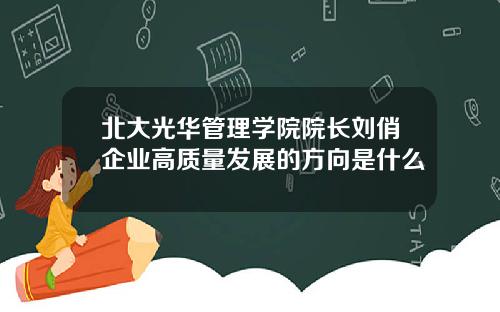 北大光华管理学院院长刘俏企业高质量发展的方向是什么