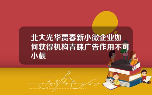 北大光華賈春新小微企業如何獲得機搆青睞廣告作用不可小覰