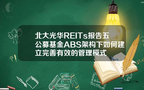 北大光华REITs报告五公募基金ABS架构下如何建立完善有效的管理模式