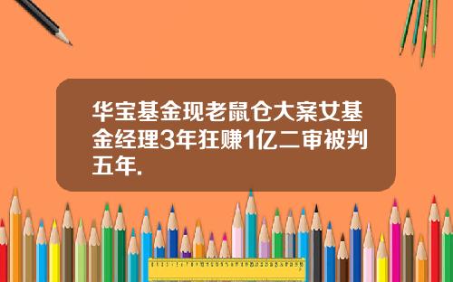 华宝基金现老鼠仓大案女基金经理3年狂赚1亿二审被判五年.