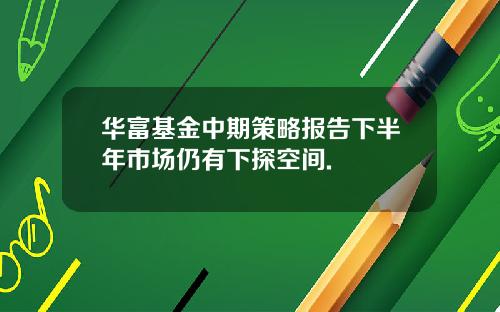 华富基金中期策略报告下半年市场仍有下探空间.