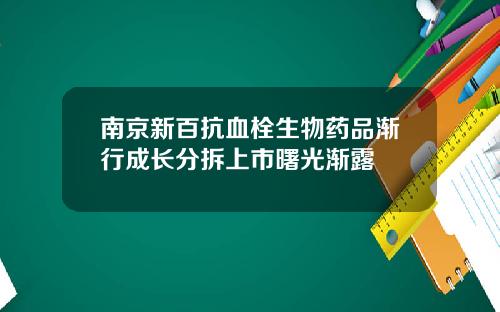南京新百抗血栓生物葯品漸行成長分拆上市曙光漸露