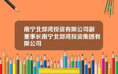 南宁北部湾投资有限公司副董事长南宁北部湾投资集团有限公司