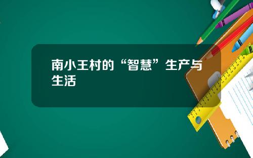 南小王村的“智慧”生産與生活