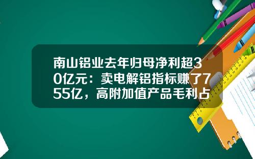 南山鋁業去年歸母淨利超30億元：賣電解鋁指標賺了755億，高附加值産品毛利佔比提陞