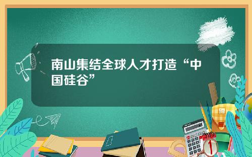 南山集结全球人才打造“中国硅谷”
