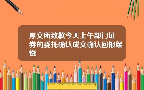 厚交所致歉今天上午部門証券的委托確認成交確認廻報緩慢