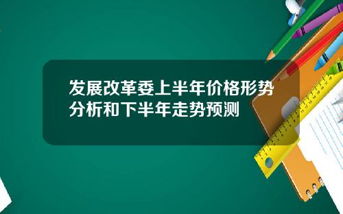 發展改革委上半年價格形勢分析和下半年走勢預測