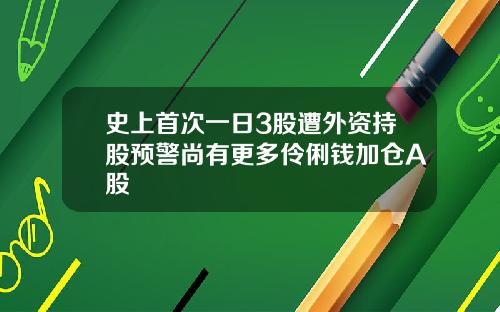 史上首次一日3股遭外資持股預警尚有更多伶俐錢加倉A股