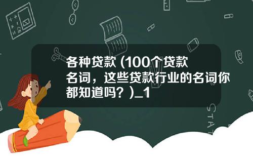 各種貸款 (100個貸款名詞，這些貸款行業的名詞你都知道嗎？)_1