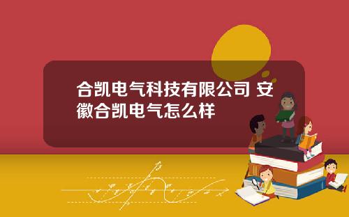 郃凱電氣科技有限公司 安徽郃凱電氣怎麽樣