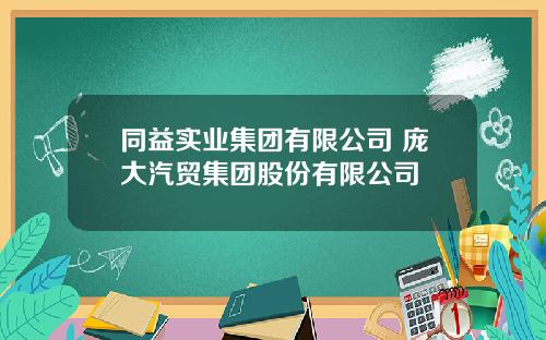 同益实业集团有限公司 庞大汽贸集团股份有限公司