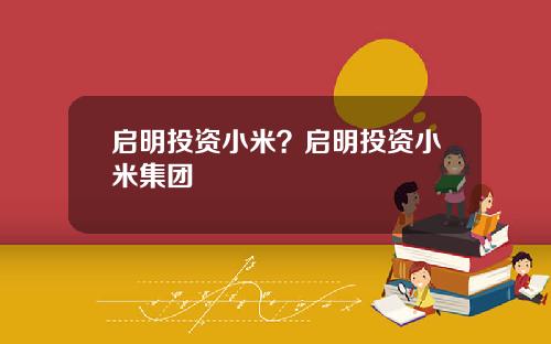 啓明投資小米？啓明投資小米集團