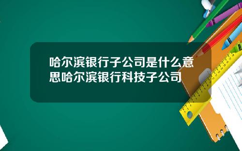 哈尔滨银行子公司是什么意思哈尔滨银行科技子公司