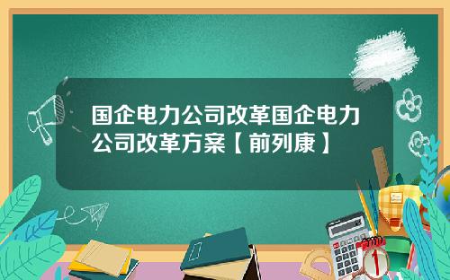 國企電力公司改革國企電力公司改革方案【前列康】
