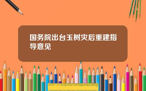 国务院出台玉树灾后重建指导意见