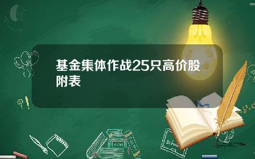 基金集体作战25只高价股附表