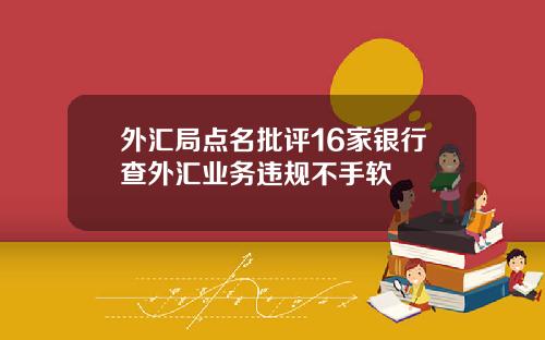 外汇局点名批评16家银行查外汇业务违规不手软