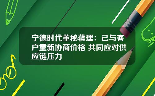 宁德时代董秘蒋理：已与客户重新协商价格 共同应对供应链压力