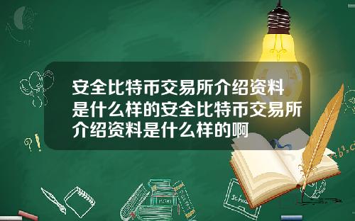 安全比特币交易所介绍资料是什么样的安全比特币交易所介绍资料是什么样的啊