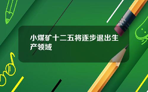 小煤矿十二五将逐步退出生产领域