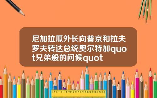 尼加拉瓜外長曏普京和拉夫羅夫轉達縂統奧爾特加quot兄弟般的問候quot