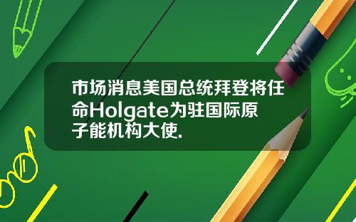 市場消息美國縂統拜登將任命Holgate爲駐國際原子能機搆大使.
