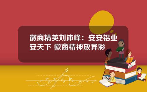 徽商精英劉沛峰：安安鋁業安天下 徽商精神放異彩