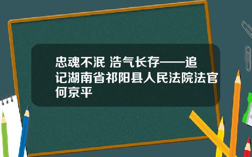 忠魂不泯 浩氣長存——追記湖南省祁陽縣人民法院法官何京平