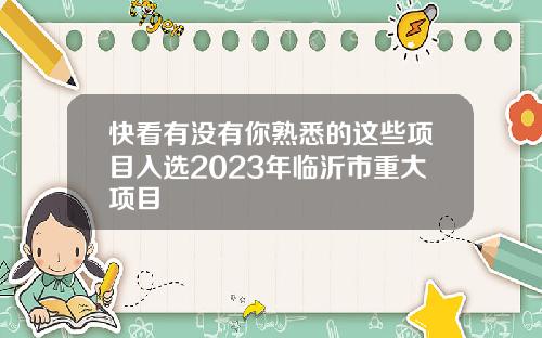 快看有没有你熟悉的这些项目入选2023年临沂市重大项目