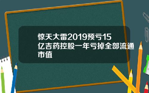惊天大雷2019预亏15亿吉药控股一年亏掉全部流通市值