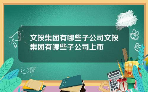 文投集团有哪些子公司文投集团有哪些子公司上市
