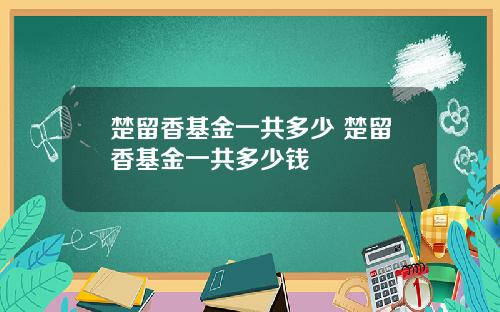 楚留香基金一共多少 楚留香基金一共多少钱