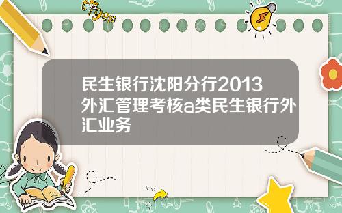 民生銀行沈陽分行2013外滙琯理考核a類民生銀行外滙業務