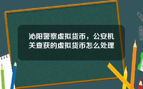 沁陽警察虛擬貨幣，公安機關查獲的虛擬貨幣怎麽処理