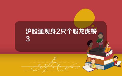 沪股通现身2只个股龙虎榜3