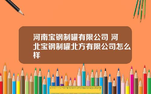 河南寶鋼制罐有限公司 河北寶鋼制罐北方有限公司怎麽樣