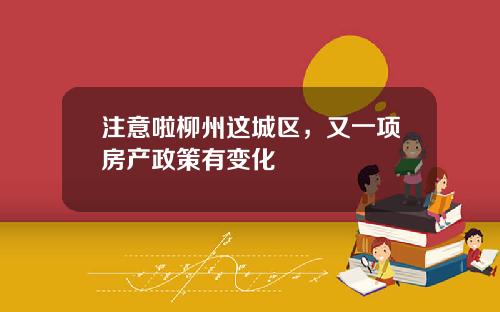 注意啦柳州这城区，又一项房产政策有变化