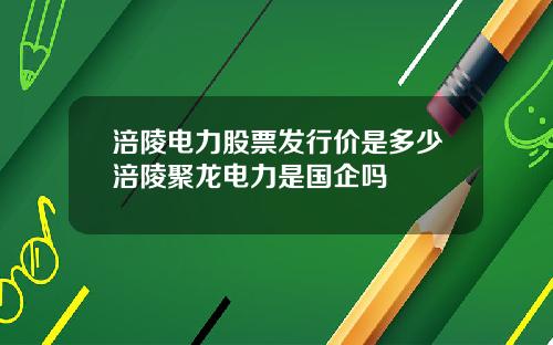涪陵電力股票發行價是多少涪陵聚龍電力是國企嗎