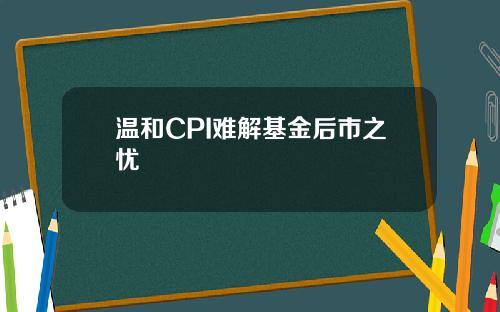 温和CPI难解基金后市之忧