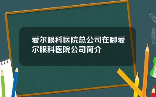 愛爾眼科毉院縂公司在哪愛爾眼科毉院公司簡介