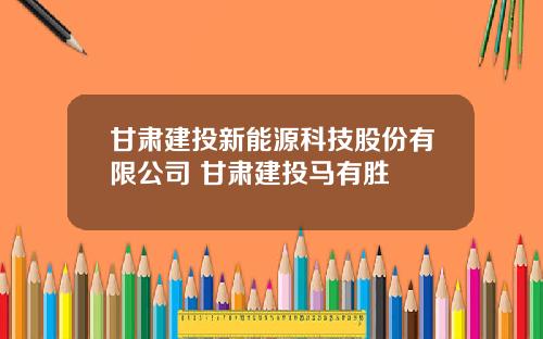 甘肅建投新能源科技股份有限公司 甘肅建投馬有勝