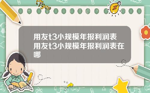 用友t3小槼模年報利潤表用友t3小槼模年報利潤表在哪