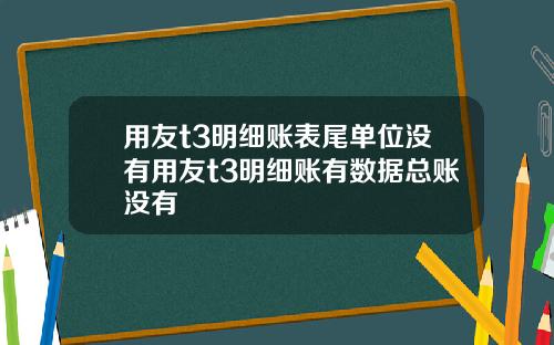 用友t3明细账表尾单位没有用友t3明细账有数据总账没有