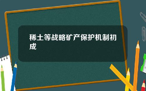 稀土等战略矿产保护机制初成