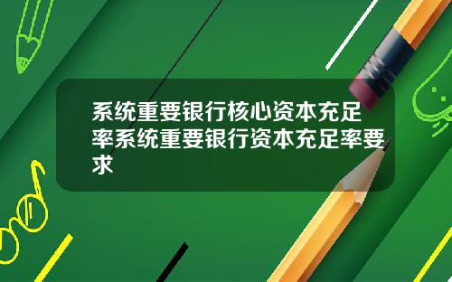 系統重要銀行核心資本充足率系統重要銀行資本充足率要求