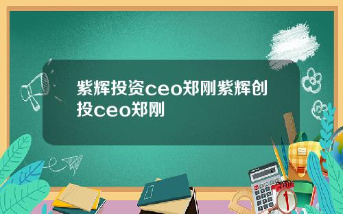 紫煇投資ceo鄭剛紫煇創投ceo鄭剛