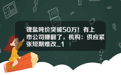 锂盐吨价突破50万！有上市公司赚翻了，机构：供应紧张短期难改_1