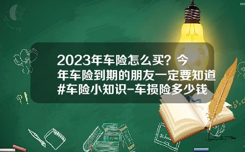2023年车险怎么买？今年车险到期的朋友一定要知道#车险小知识-车损险多少钱