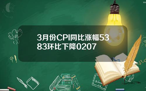 3月份CPI同比漲幅5383環比下降0207